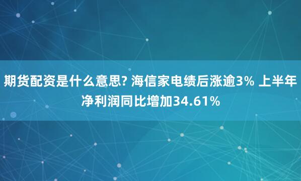 期货配资是什么意思? 海信家电绩后涨逾3% 上半年净利润同比增加34.61%